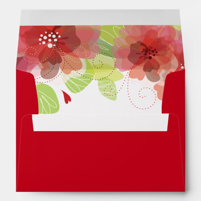 Enveloppes Fleurs printanières délicates rouges et roses mari (Dos (Bas))