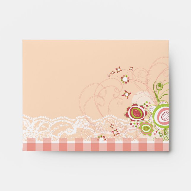 Enveloppes Fleurs roses douces Dentelles florales géantes (Devant)