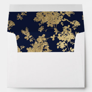 Enveloppes Fleurs vintages élégantes d'or de faux de bleu