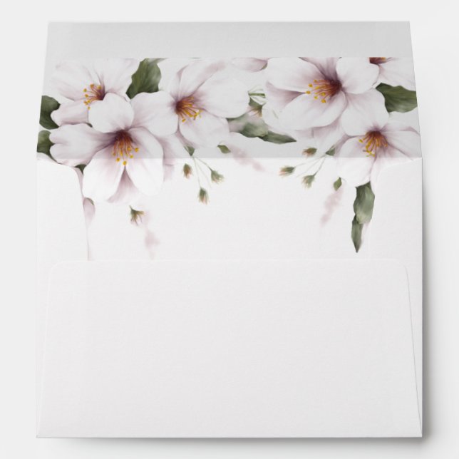 Enveloppes florifères blanches (s'adapte 5x7) (Dos (Bas))