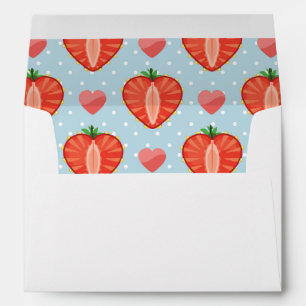 Enveloppes Fraises de coeur avec Pois et coeurs