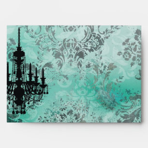 Enveloppes GC Jolie Chandelier Turquoise Grey Damask