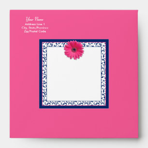Enveloppes Gerbera Rose Daisy Navy Blue Floral Carré
