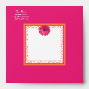 Enveloppes Gerbera rose Daisy Orange Floral Carré