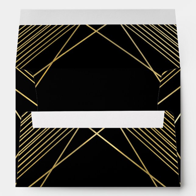 Enveloppes Gold & Black Elegant Moderne Géométrique Déco (Dos (Bas))