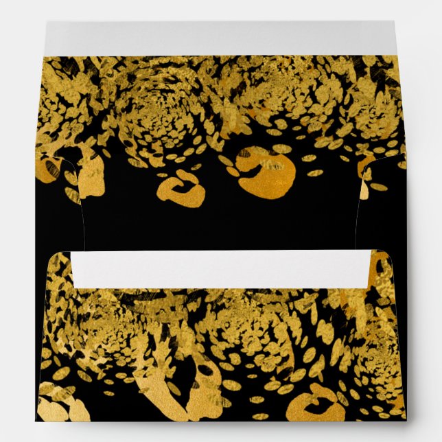 Enveloppes Gold & Black Exotic Jungle Cheetah Glam Invitation (Dos (Bas))