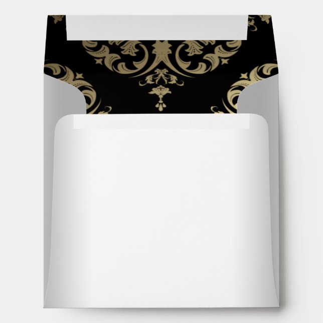 Enveloppes Gold Blanc Noir Damas (Dos (Bas))