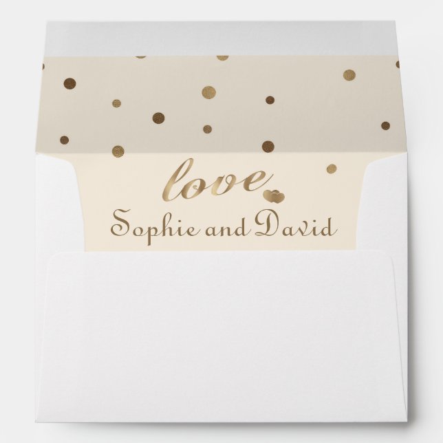 Enveloppes Gold Confetti Love Champagne Mariage (Dos (Bas))
