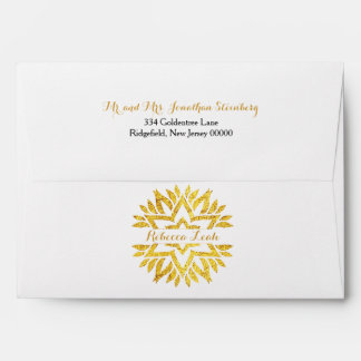 Enveloppes Gold Foil Look Star de David Mandala Bat mitzvah
