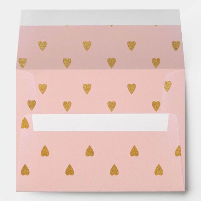 Enveloppes Gold Hearts & Pink Anniversaire Invitation Envelop (Dos (Bas))
