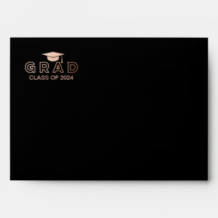 Enveloppes Graduation Cap Faux Foil Rose Gold Elegant Grad