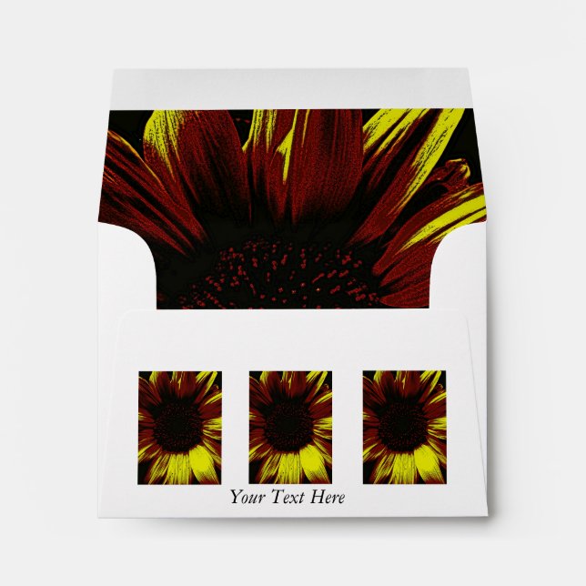 Enveloppes grand tournesol jaune design photographique (Dos (Bas))