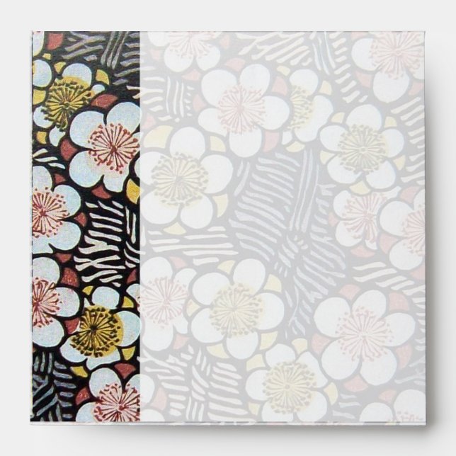 ENVELOPPES HAIKU/ FLEURS DE PRINTEMPS ROSE BLANC NOIR (Devant)