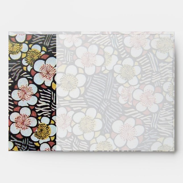 ENVELOPPES HAIKU/ FLEURS DE PRINTEMPS ROSE BLANC NOIR (Devant)