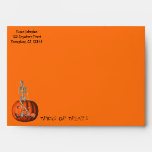 Enveloppes Halloween Citrouille de la petite squelette