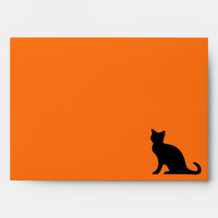 Enveloppes Halloween orange avec chat noir