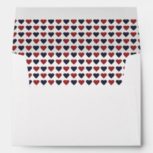 Enveloppes Hearts Motif Liner - Red and Navy