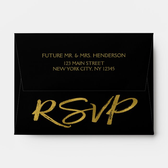 Enveloppes Huile d'or et noir RSVP (Dos (Haut rabat))