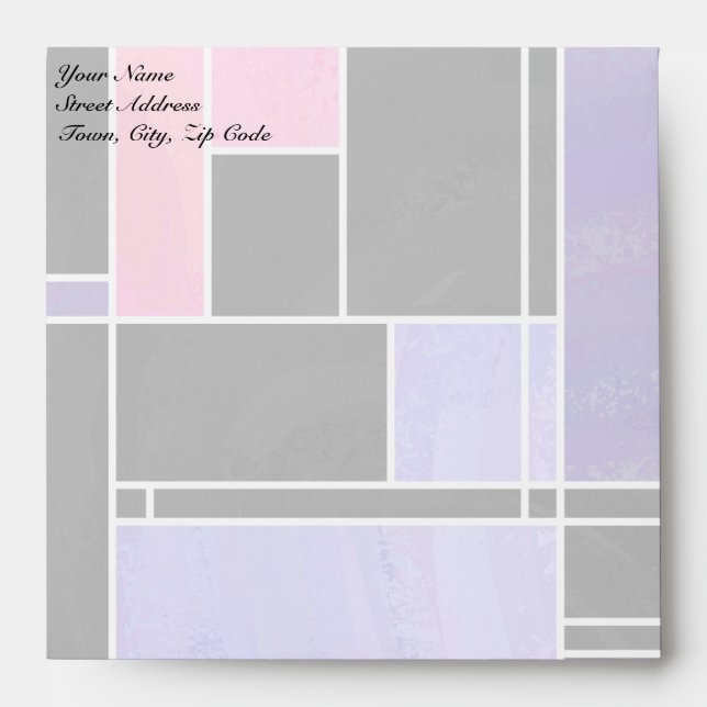 Enveloppes Impression noire violet mondriaque (Devant)