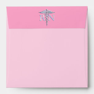 Enveloppes Infirmière inscrite RN Caduceus sur Pastel Pink