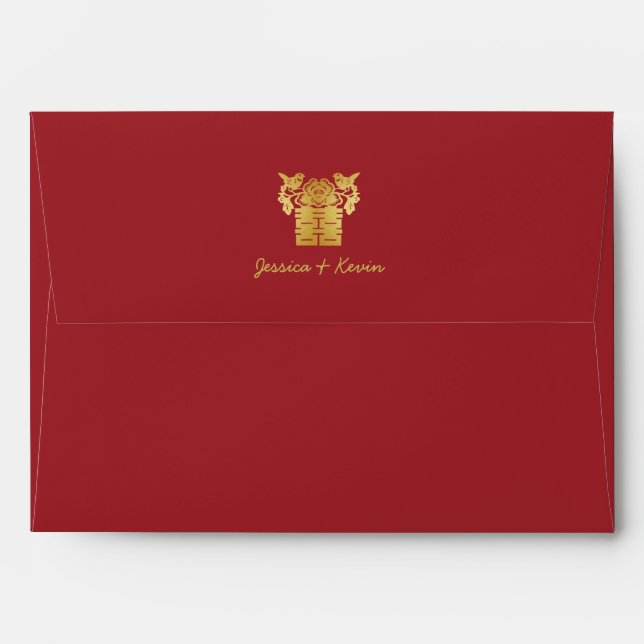 Enveloppes Inséparables chinois du double bonheur (Dos (Haut rabat))