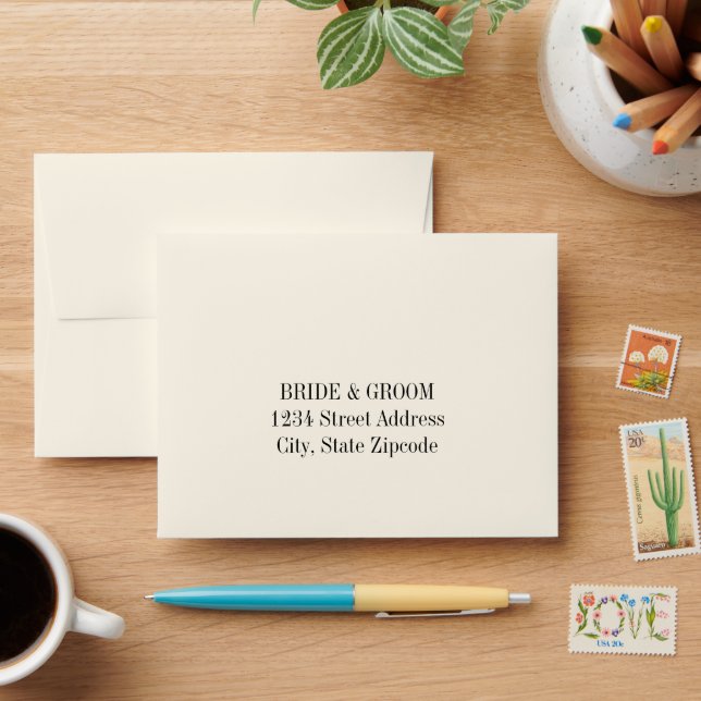 Enveloppes Ivoire élégant simple et Mariage noir (Desk)