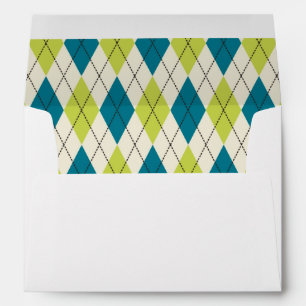 Enveloppes Jacquard Bleu Et Vert