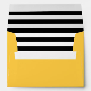 Enveloppes Jaune soleil Liner à bandes noires et blanches
