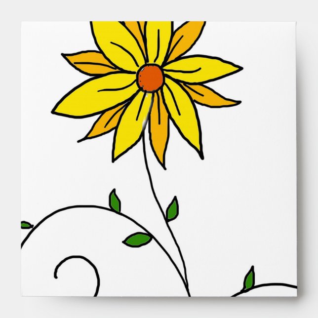 Enveloppes Jolie Fleurs Jaunes Blancs Doodle Art (Devant)