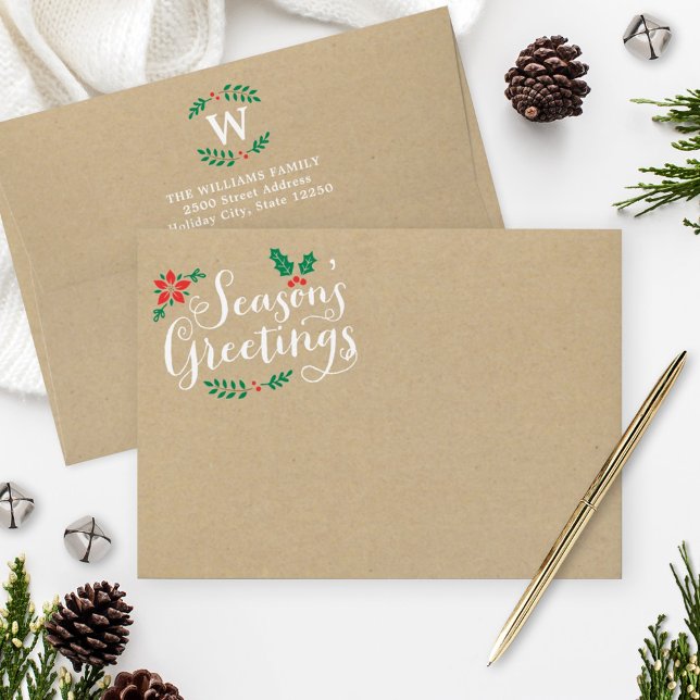 Enveloppes Joyeuses Fêtes Rustique Kraft (Créateur téléchargé)