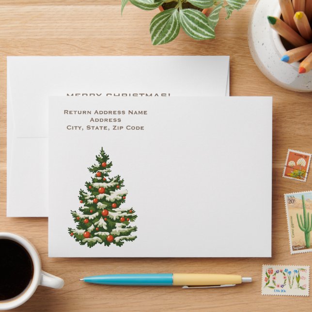 Enveloppes Joyeux Noël. Arbre de Noël (Desk)
