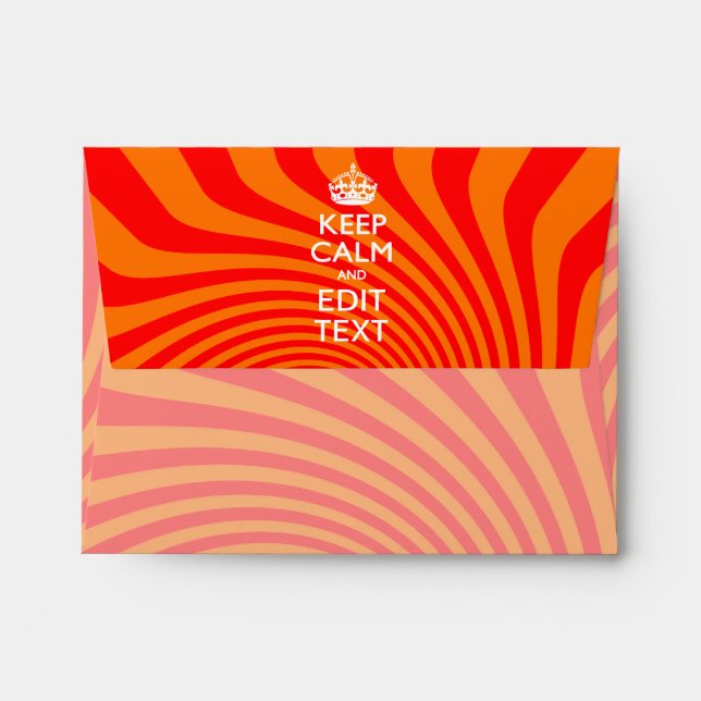 Enveloppes KEEP CALM PERSONNALISÉ ET Avoir Texte Orange Swirl (Dos (Haut rabat))