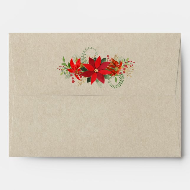 Enveloppes Kraft Brown rustique Pays Joyeux Fleur de Noël (Dos (Haut rabat))