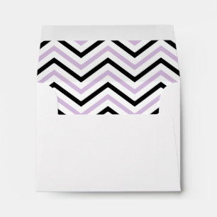 Enveloppes Lavande Noir Blanc Chevron Lined Envelo