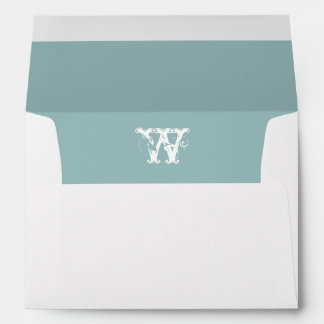 Enveloppes Le monogramme Outide blanc, bleu a rayé