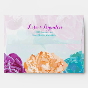 Enveloppes Le paon coloré fleurit le mariage