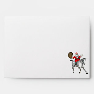 Enveloppes Le Père Noël Monte Un Cheval Gris