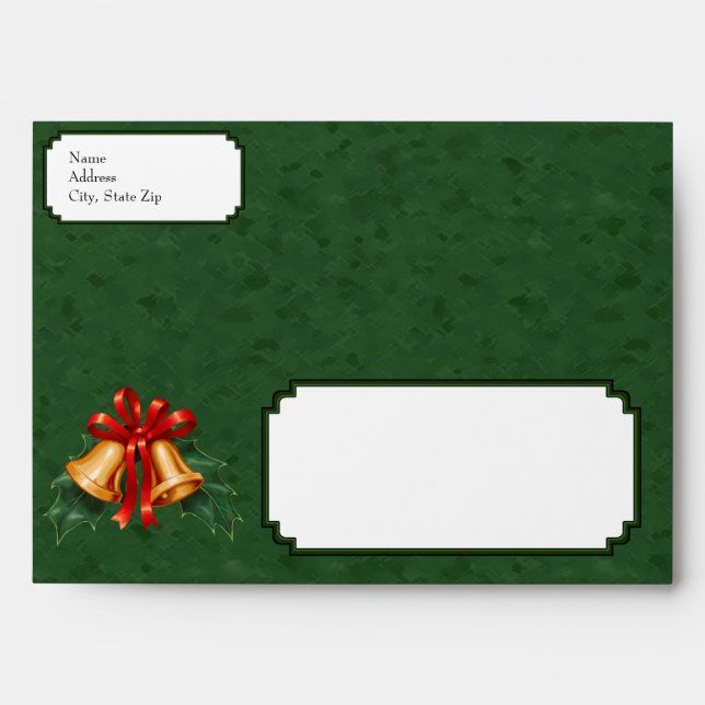 Enveloppes Les cloches de Noël et Holly Feuille Green (Devant)