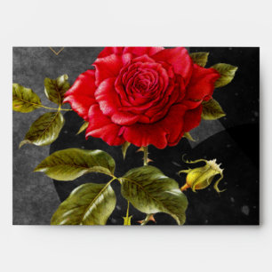 Enveloppes Les Coeurs noirs des Grunges avec la Rose rouge