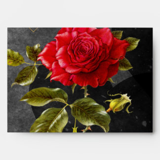 Enveloppes Les Coeurs noirs des Grunges avec la Rose rouge