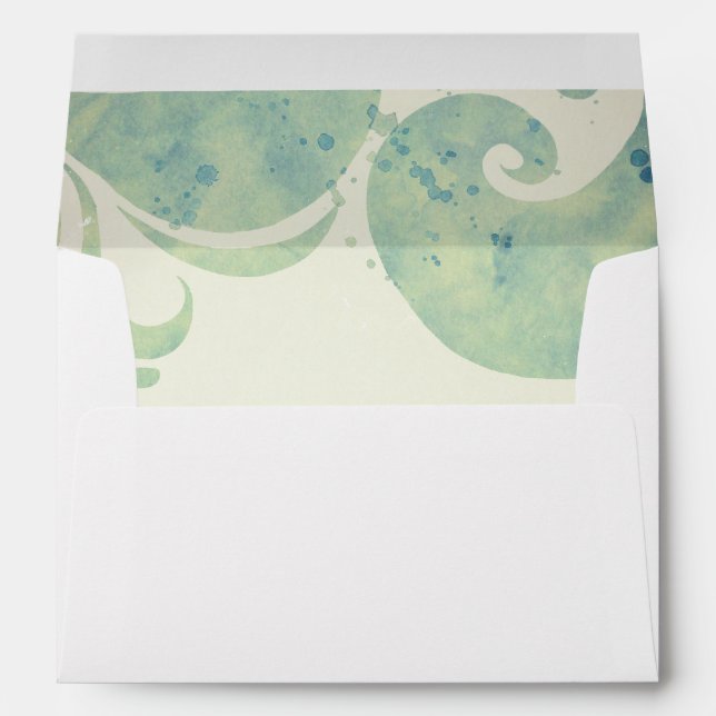 Enveloppes Les vagues turquoises de mer d'aquarelle (Dos (Bas))