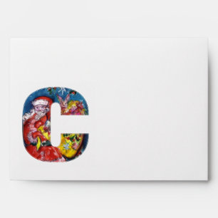 ENVELOPPES LETTRE C DE NOËL SANTA CLAUS AVEC CADEAUX MONOGRAM