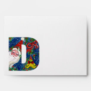 ENVELOPPES LETTRE D / SANTA CLAUS AVEC MONOGRAMME ROUGE RIBBO