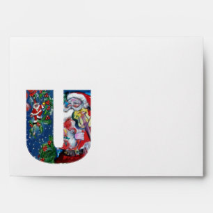 ENVELOPPES LETTRE U DE NOËL /SANTA CLAUS AVEC VIOLON
