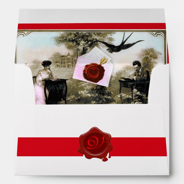 ENVELOPPES LETTRE VALENTINE ROMANTIQUE, MONOGRAMME DE SCEAU D (Dos (Bas))