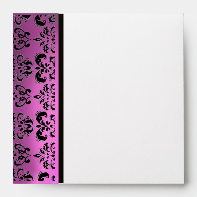 ENVELOPPES LILAC ROSE PURPLE BLACK DAMASK MONOGRAM (Devant)