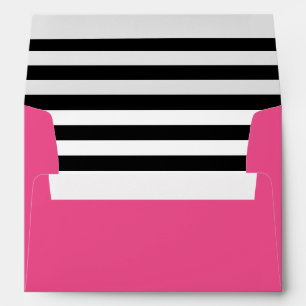 Enveloppes Lingette à rayures noir et blanc rose chaud