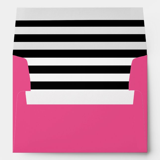 Enveloppes Lingette à rayures noir et blanc rose chaud (Dos (Bas))