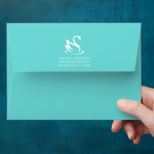 Enveloppes Logo de cygne sur Robin Egg Arrière - plan bleu