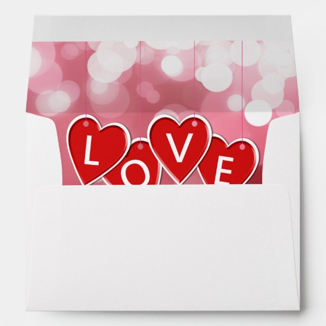 Enveloppes Love Lettering Red Hearts (Dos (Bas))